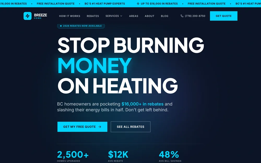 Breeze Home website built by LocalFrame