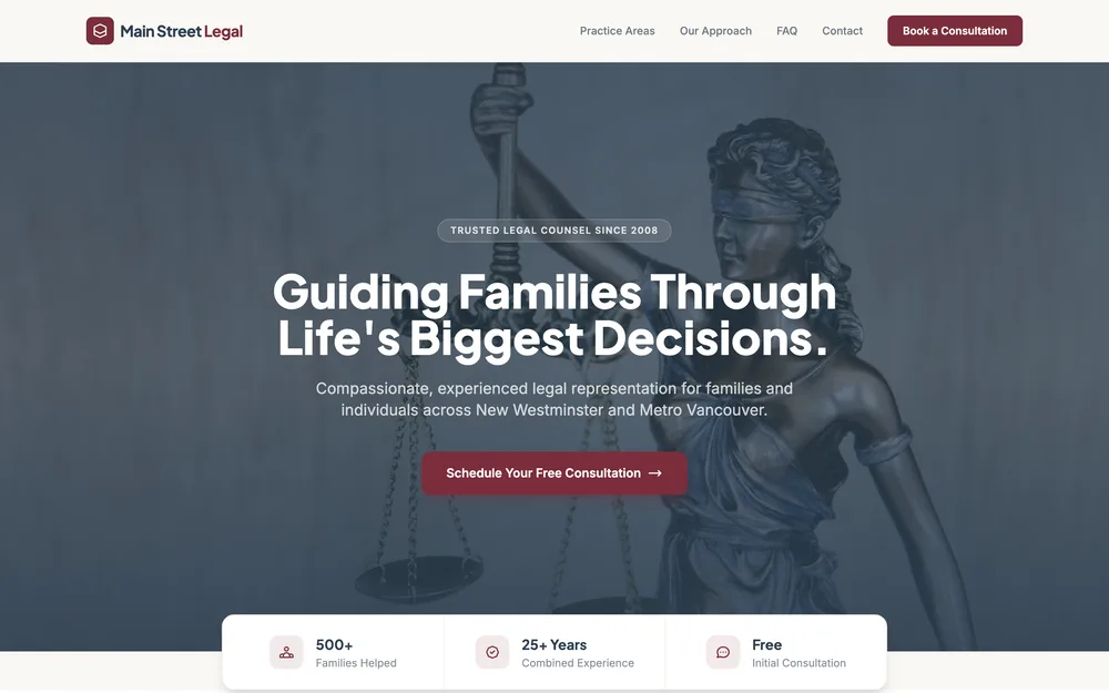 Main Street Legal website by LocalFrame