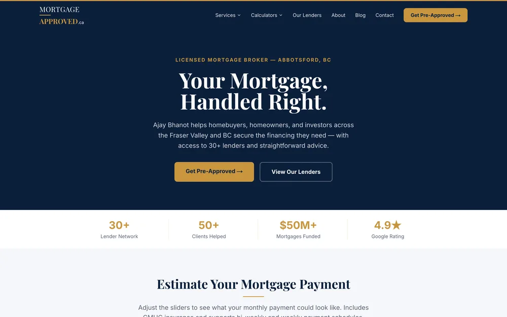 MortgageApproved.ca website built by LocalFrame
