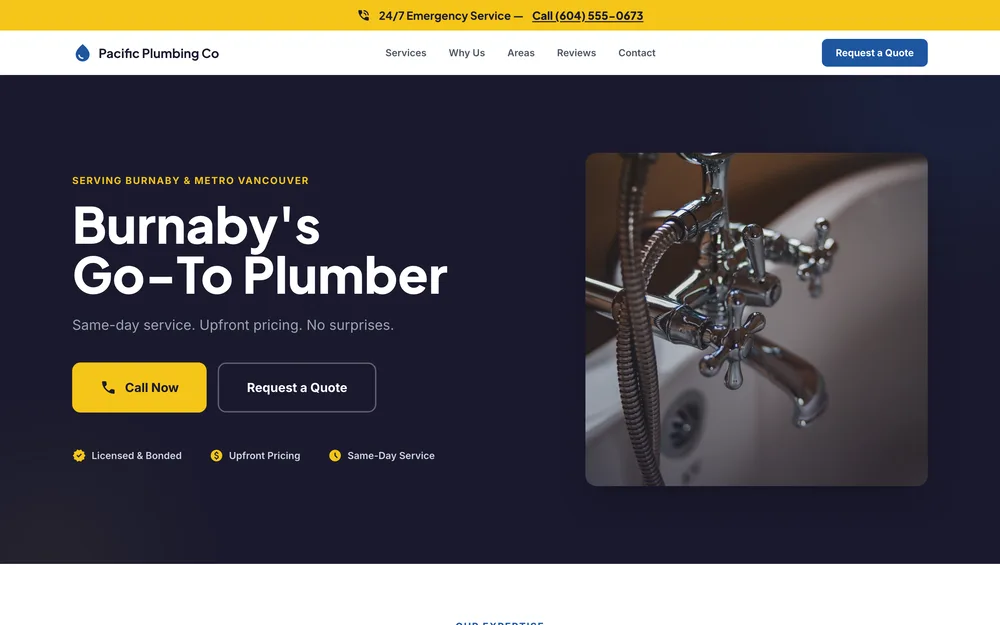 Pacific Plumbing Co website by LocalFrame
